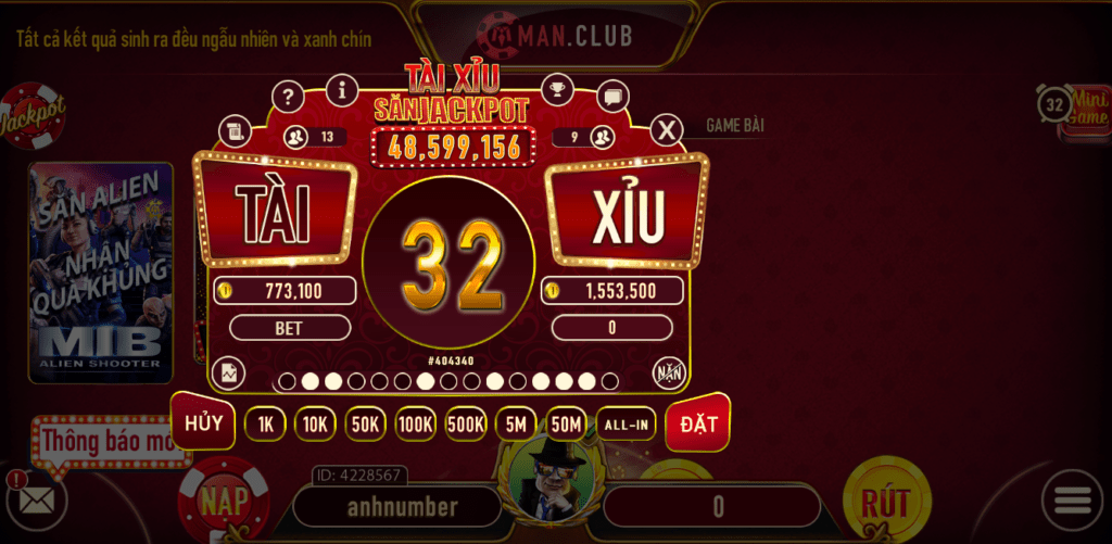 Mini game Tài xỉu Manclub