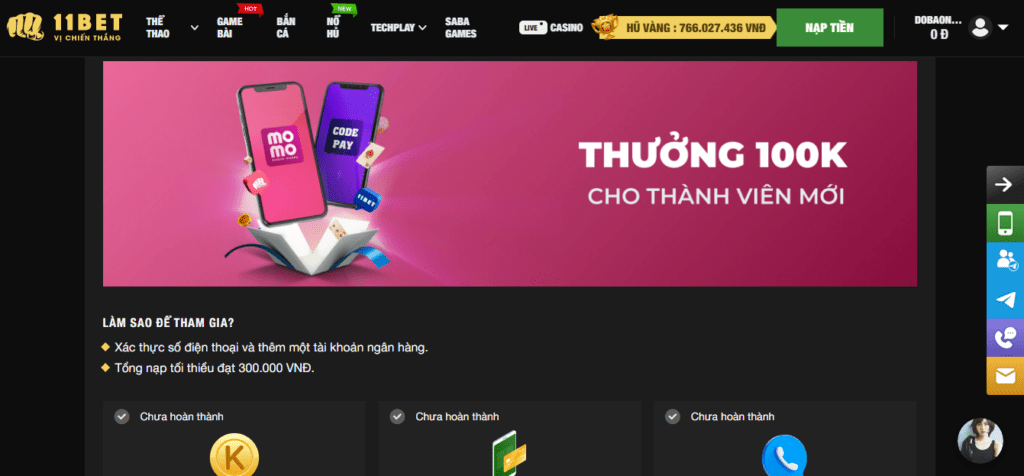 Thưởng 100K cho thành viên mới