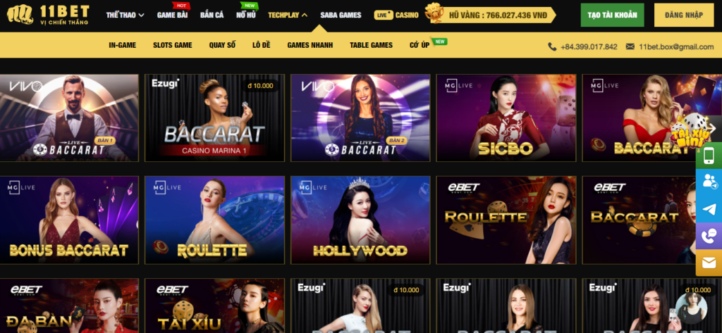 Các tựa game live casino cuốn hút